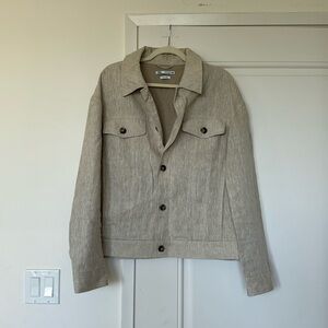 Zara 100% Linen Button Up Jacket Size Medium